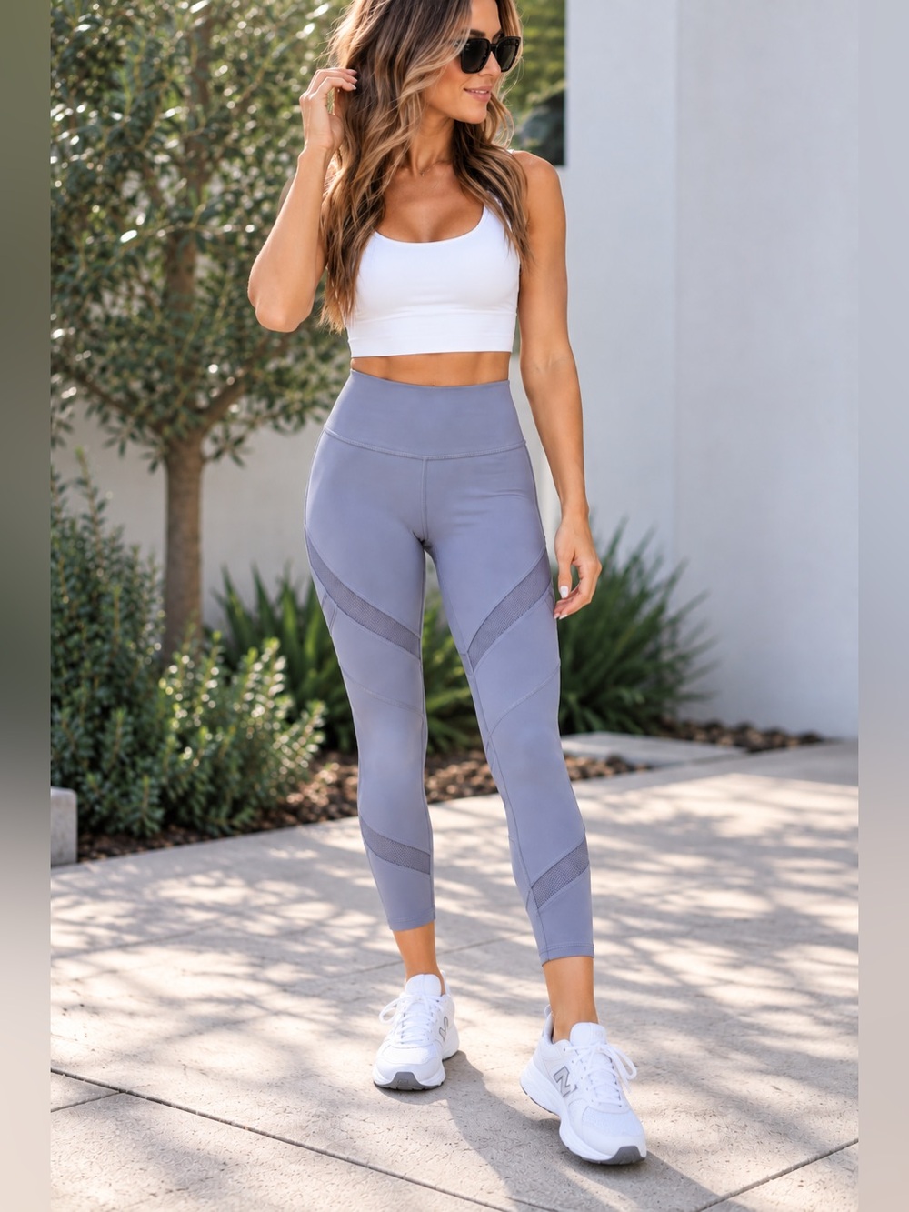 ALO Yoga High-Rise Lavender Gray Sculpted mesh Leggings size xs